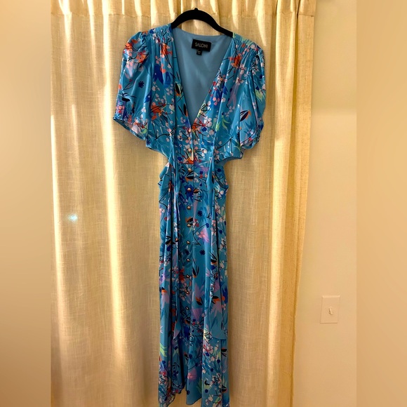SALONI Dresses & Skirts - Saloni Cut Out Silk Midi Dress. Never Worn.